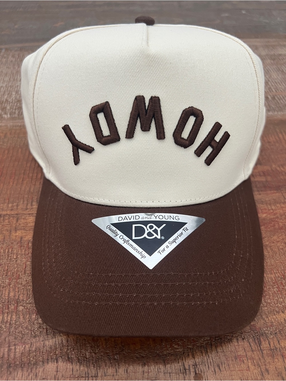 DAVID and YOUNG ‘HOWDY’ Two-Tone Brown & Cream Trucker Hat SnapBack NEW